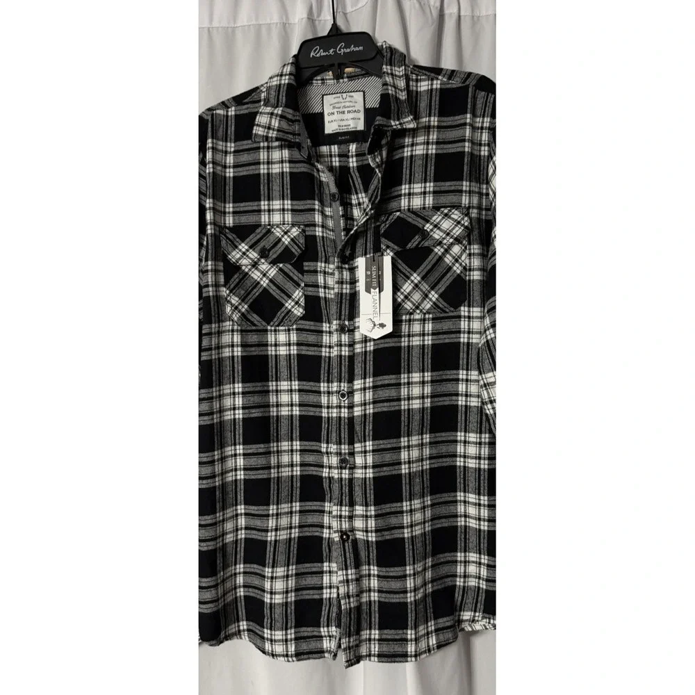 NWT On The Road Great Outdoors Mens Slim Fit Button Flannel Shirt Size XL - Picture 6 of 13